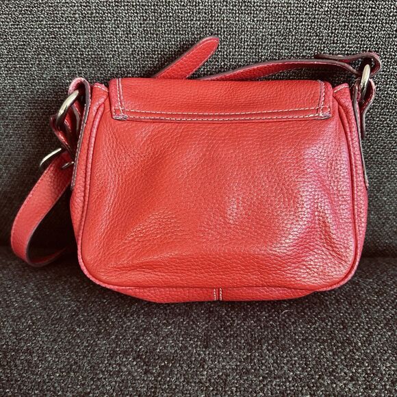 Wilson Leather Red Pebble Leather Crossbody Saddlebag Small‎ Shoulder Purse - Picture 2 of 7